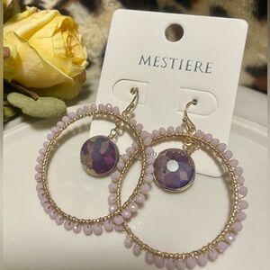 Lavender and Gold Hoop Earrings